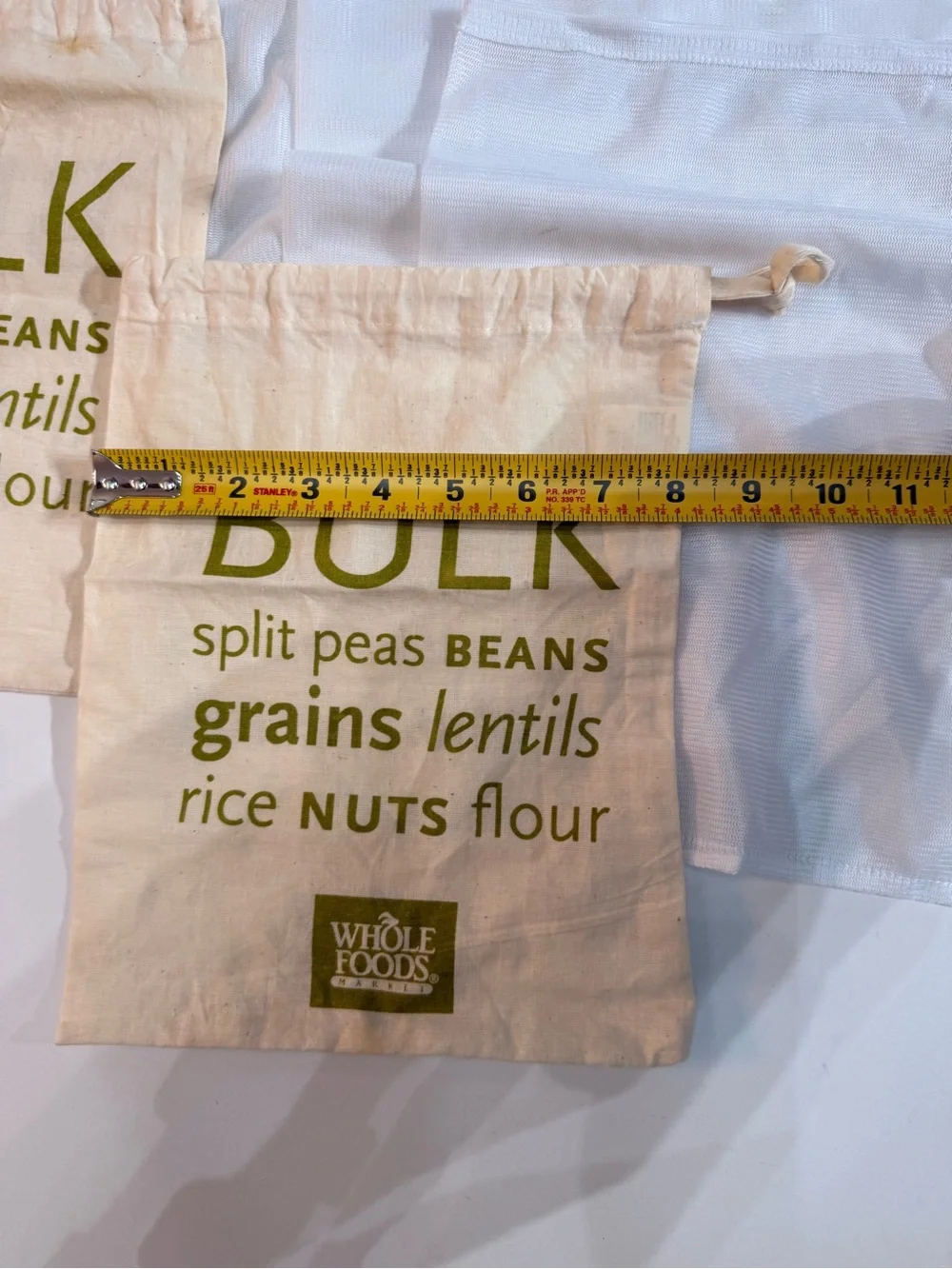 Whole Foods Reusable Produce Bags Set of 6 Mesh + Cotton Bulk Grain Bags